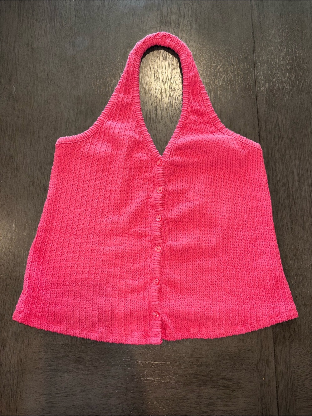 Universal Thread Hot Pink Knit Halter Button-Front Camisole